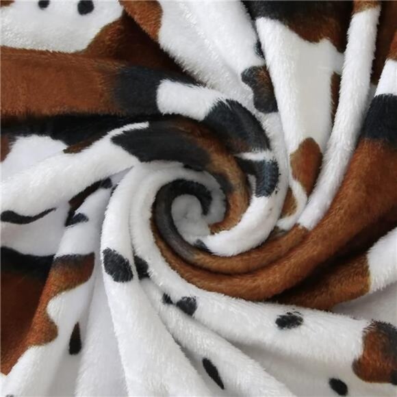 Flannel Fleece Throw Blanket for Couch, Cow Print Blanket for Adult, Fuzzy Cozy - Picture 3 of 7